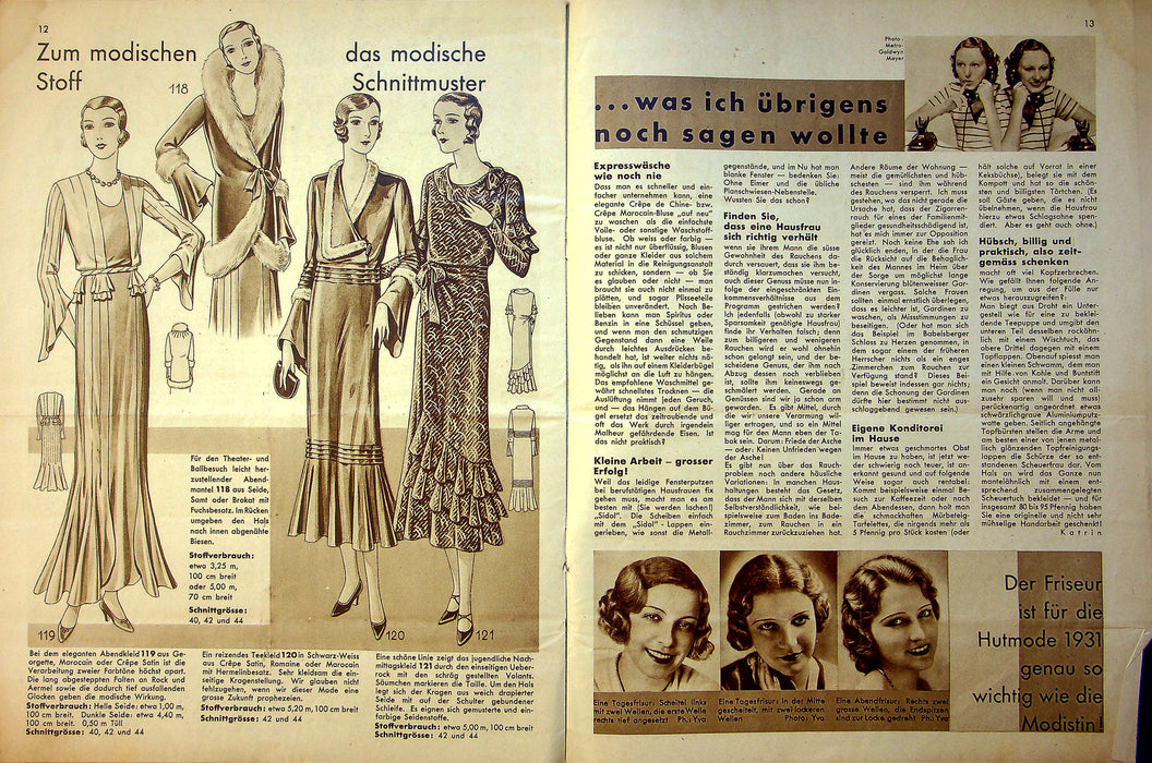 1931 Der Spiegel Newspaper Autumn Anny Ondra, Eine Tagesfrisur