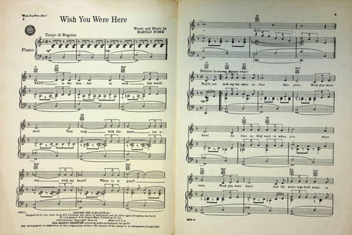 Wish You Were Here Sheet Music Musical Comedy Leland Hayward Joshua Logan H Rome 2