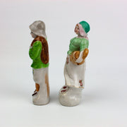 Occupied Japan Dutch Colonial Village Man w/ Sack & Lady w/ Basket 5 Inches 4