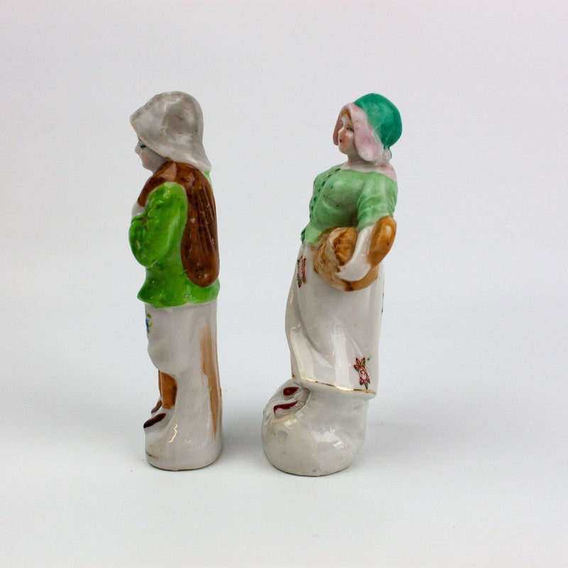 Occupied Japan Dutch Colonial Village Man w/ Sack & Lady w/ Basket 5 Inches 4