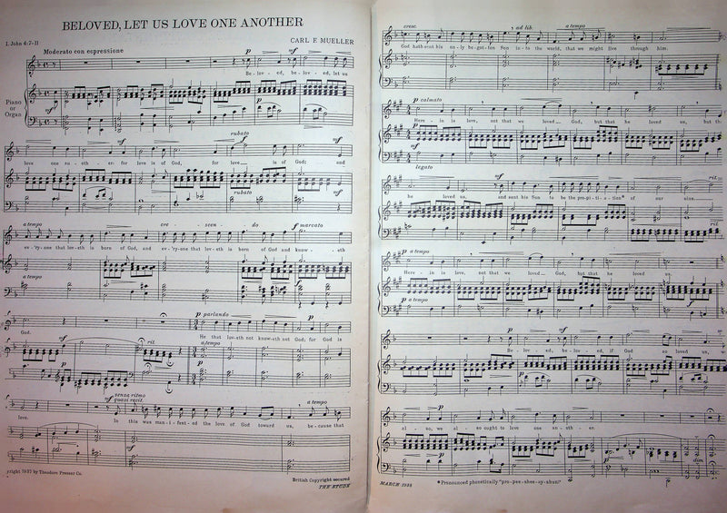 Beloved Let Us Love One Another Sheet Music Piano Carl Mueller 1938 Etude Magazi 4
