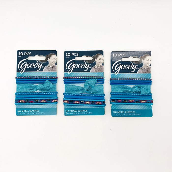 30-Pack Goody No Metal Elastics Ouchless Hair Ties Ponytail Holders Blue 06337