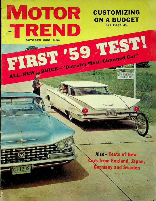 Motor Trend Magazine October 1958 Datsun Neubaurs Last Race Chrysler Simca