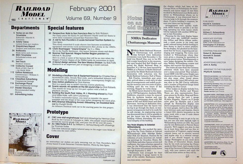 Railroad Model Craftsman Magazine February 2001 Vol 69 No 9 Somerset Traction