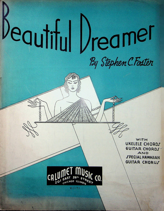 Vintage Hawaiin Sheet Music Beautiful Dreamer 1935 Stephen C Foster Guitar Solo 1