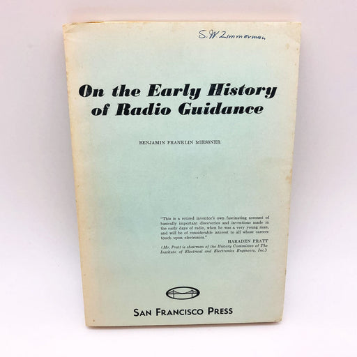 On The Early History Of Radio Guidance Paperback Benjamin Franklin Miessner 1964 1