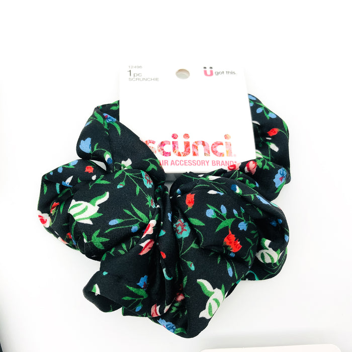 5-Piece Scunci Scrunchies Scarves Hair Ties Black Floral Flower Summer Wear