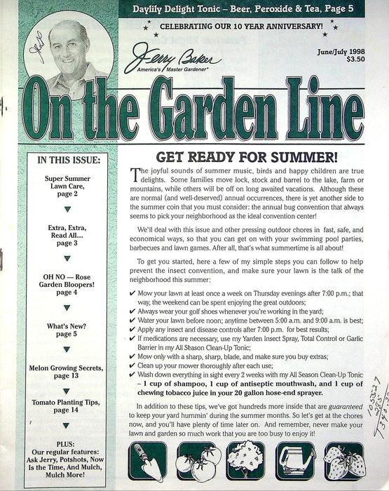 On The Garden Line Magazine June 1998 Melon Growing Secrets, Planting Tomatoes