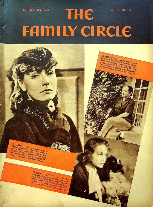 The Family Circle Magazine October 18 1935 Vol 7 No 16 La Rubinstein, La Garbo 1