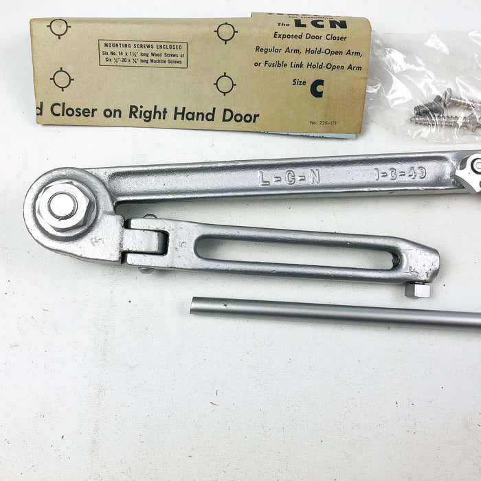 LCN Size C Potbelly Closer Arm HO90 NH ALUM Hold Open 90 Non-Handed Aluminum