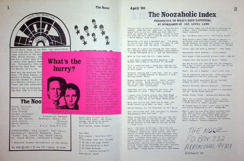 The Nooz Magazine April 1989 Liberal Alternative Akron Cleveland Indians Opener