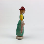 Occupied Japan Figurine Dutch Colonial Lady Woman w/ Red Hat 6.5 Inches 2