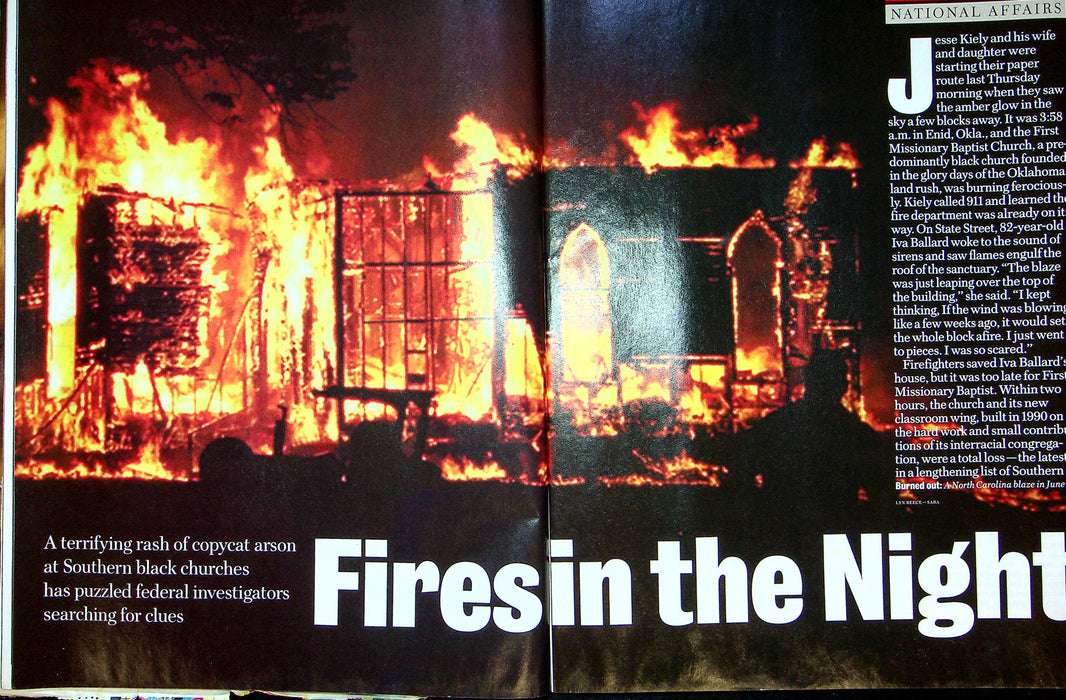 Newsweek Magazine June 24 1996 Arson Fires Southern Churches African Americans