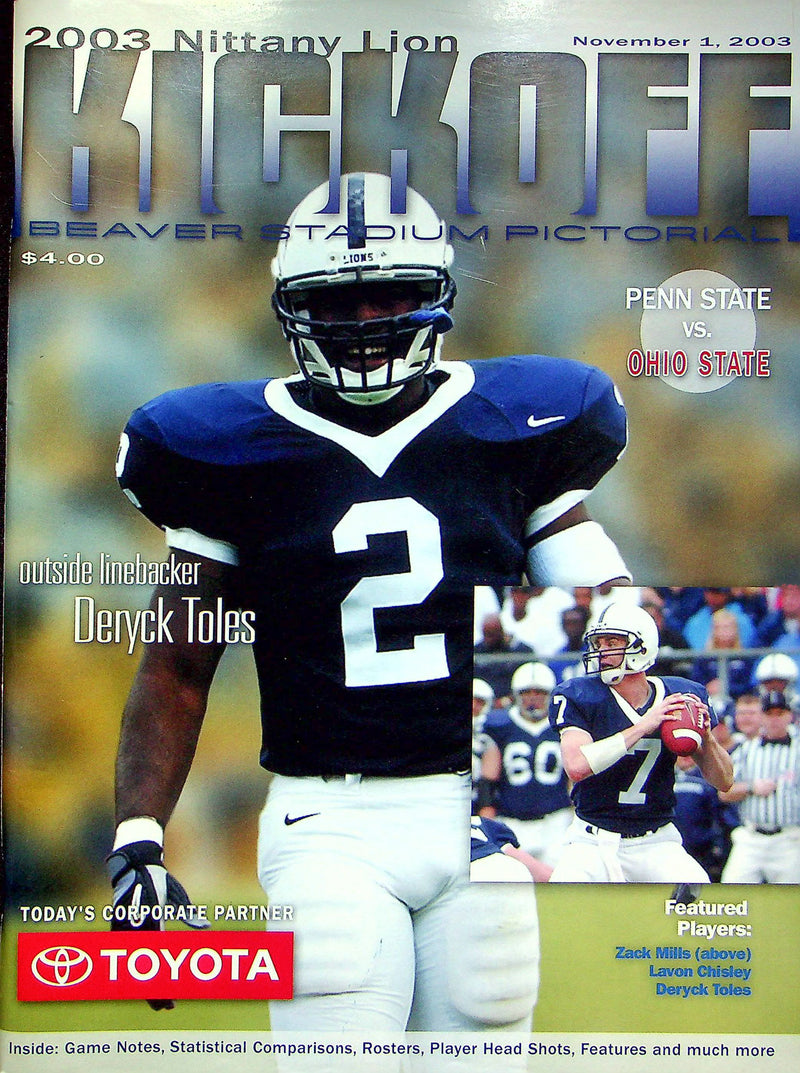 Penn State Nittany Lions Football Program Nov 1 2003 Vs. Ohio State Buckeyes