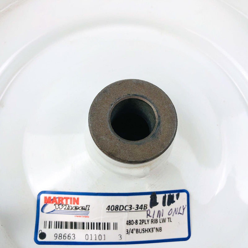 Martin Wheel 408DC3-34B Rim 480-8 2 Ply Rib LW TL 3/4" Bush x 3" NB New NOS