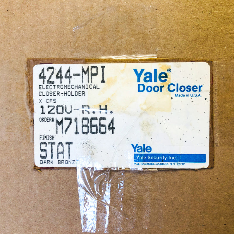Yale 4244-MPI Door Closer Holder Electromechanical Arm RH Opener Dark Bronze New