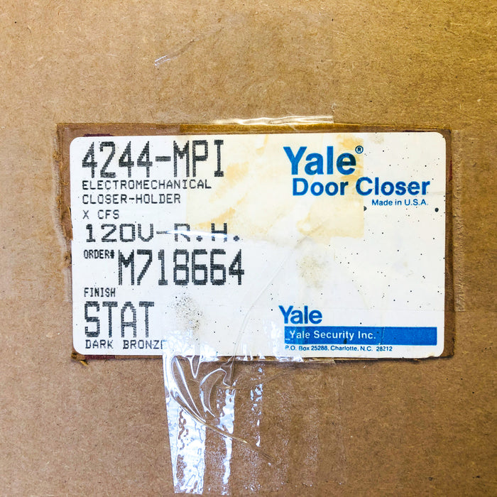 Yale 4244-MPI Door Closer Holder Electromechanical Arm RH Opener Dark Bronze New