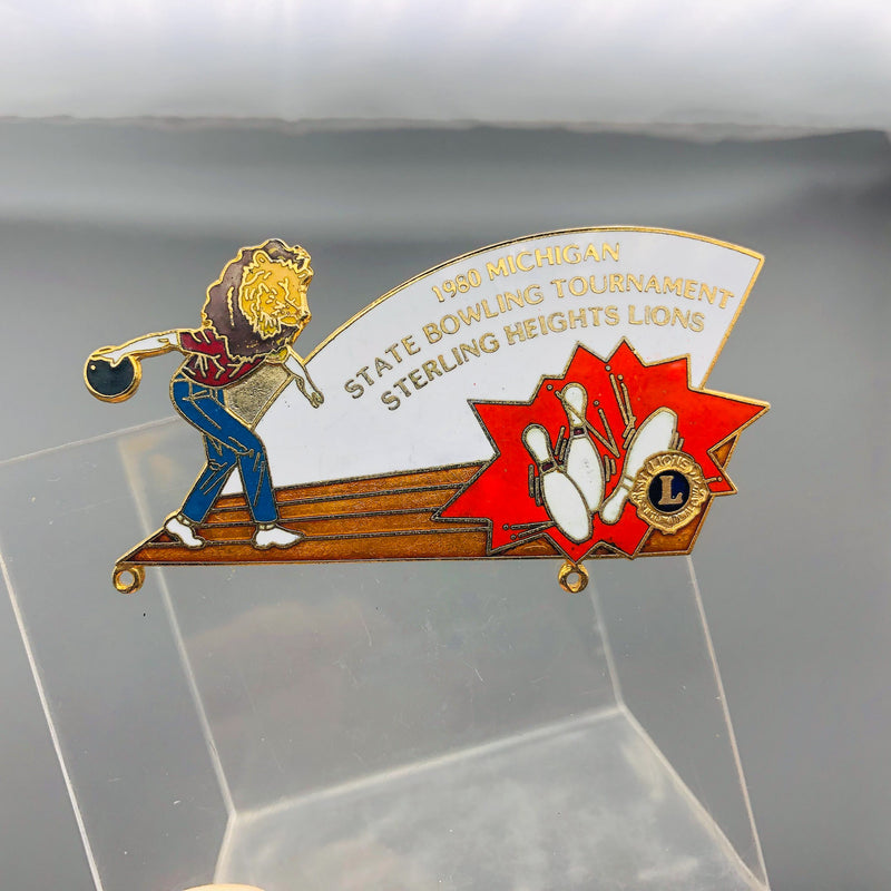 Vintage Lions Club Lapel Pin Michigan Bowling Tournament Sterling Heights 3