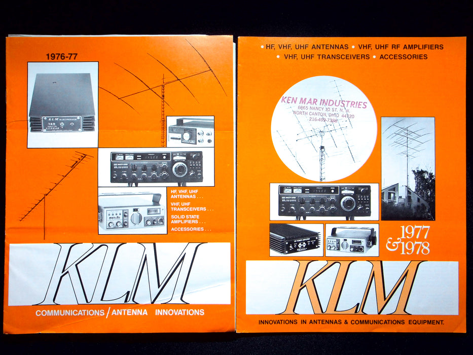 KLM HAM Radio Transceiver, Antenna & Amplifier Catalogs 1976-1978 Lot of 2