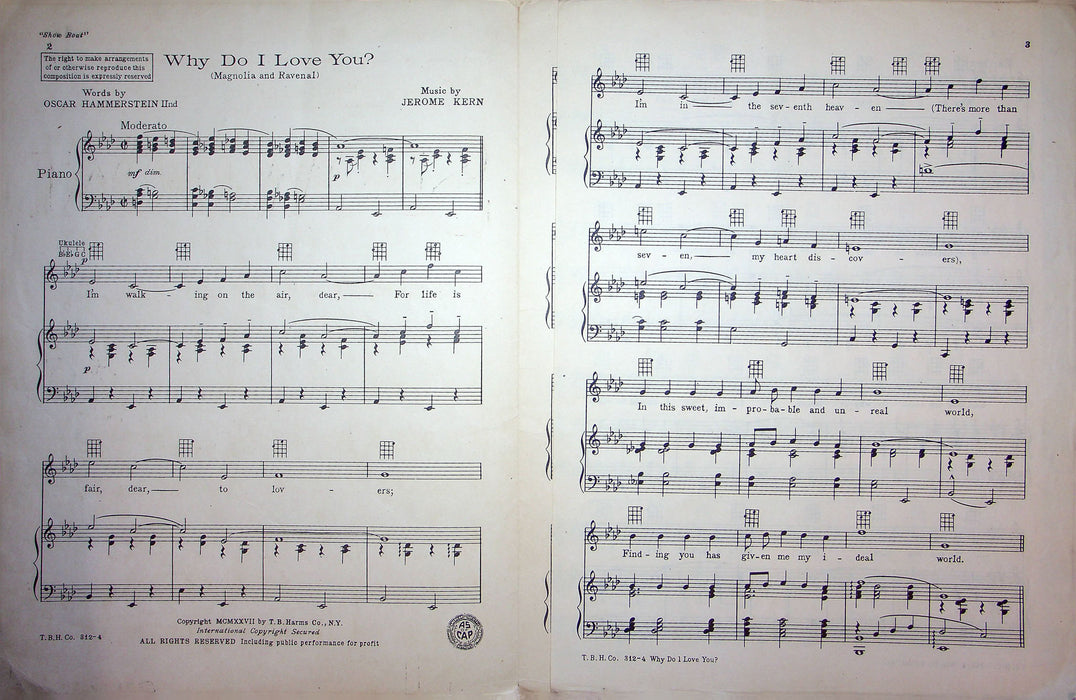 Sheet Music Why Do I Love You Show Boat Musical Oscar Hammerstein 2nd 1927 3