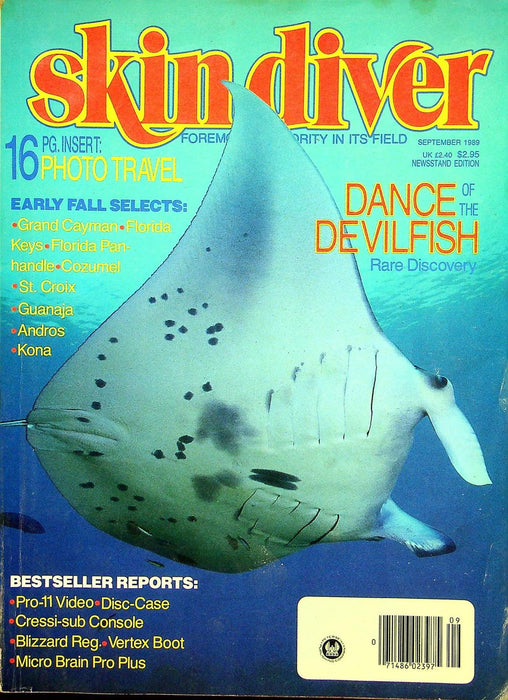 Skin Diver Magazine Sept 1989 Vol 38 No 9 Dance of the Devilfsh 1
