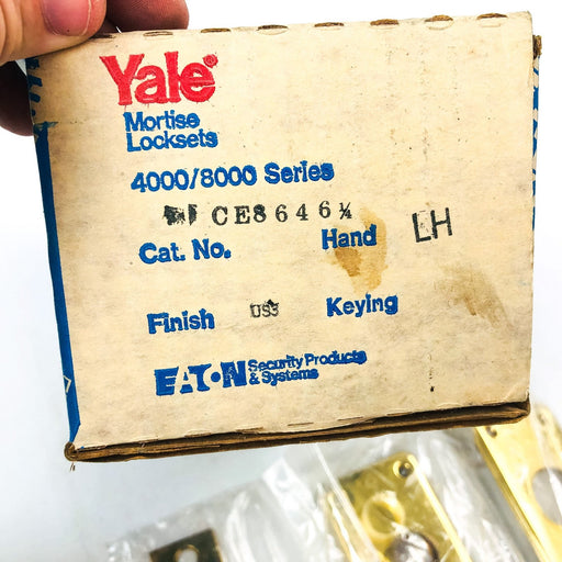Yale Mortise Lockset Door Knob CE 8646 1/4 LH US03 Bright Brass New Old Stock 2