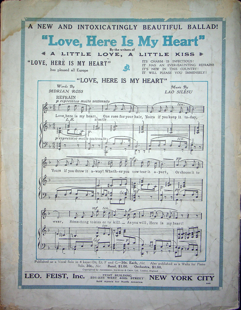 Sheet Music Sing Me Loves Lullaby Dorothy Terriss Theodore Morse 1917 Leo Feist 3