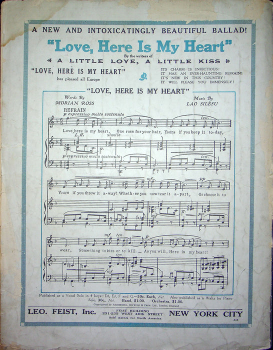 Sheet Music Sing Me Loves Lullaby Dorothy Terriss Theodore Morse 1917 Leo Feist 3