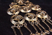 Large Chunky Silver & Gold Tone Necklace: BOHO / Mayan Abstract Dangle | USED 4