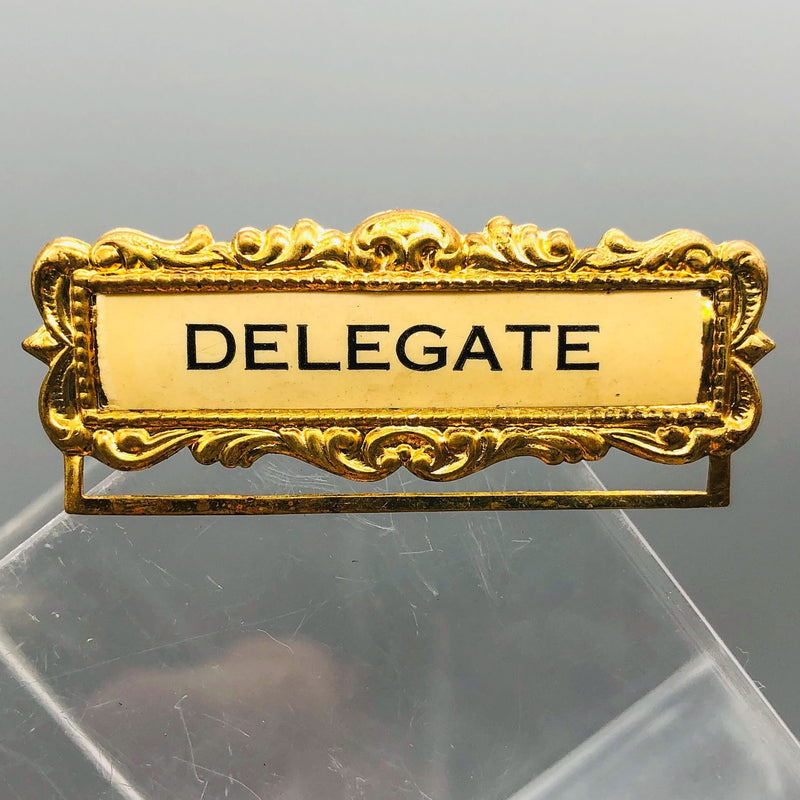 Ribbon Holder Pin Badge Vintage ID Name Tag Button Metal Delegate Brooch Pinback