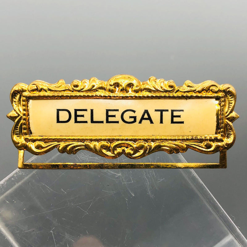 Ribbon Holder Pin Badge Vintage ID Name Tag Button Metal Delegate Brooch Pinback