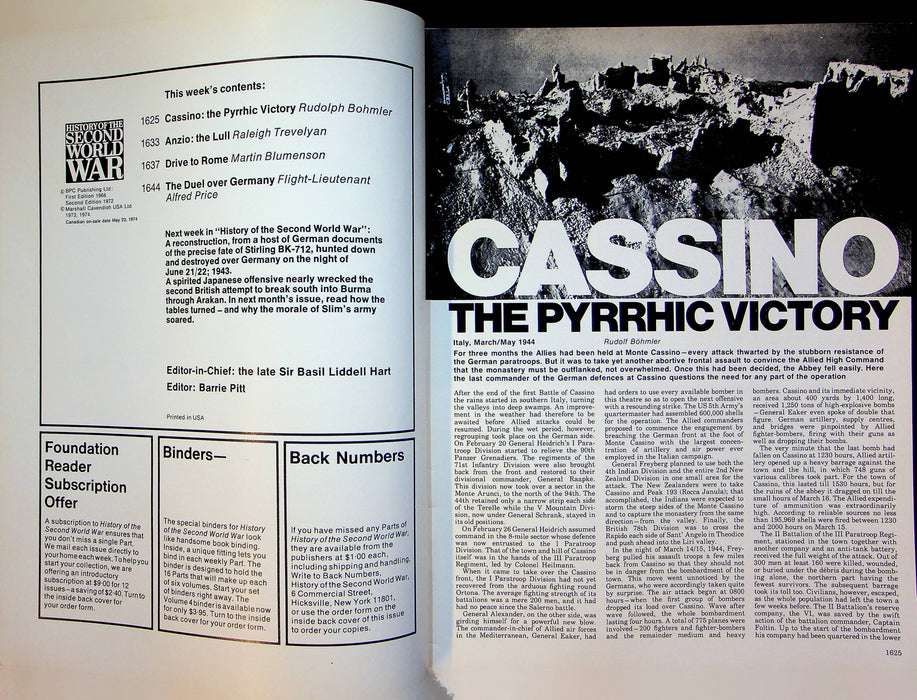History Second World War WW2 Magazine 1974 Part 59 Cassino Falls Drive to Rome 3