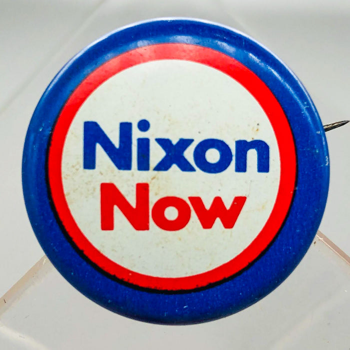 Richard Nixon Now Button Pin 1" Presidential Campaign Politics COADCO Vintage 20