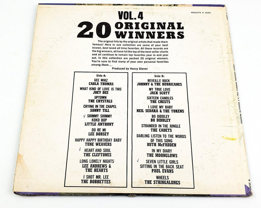 20 Original Winners Vol 4 33 RPM LP Record 1964 Carla Thomas, Bo Diddley & More 2