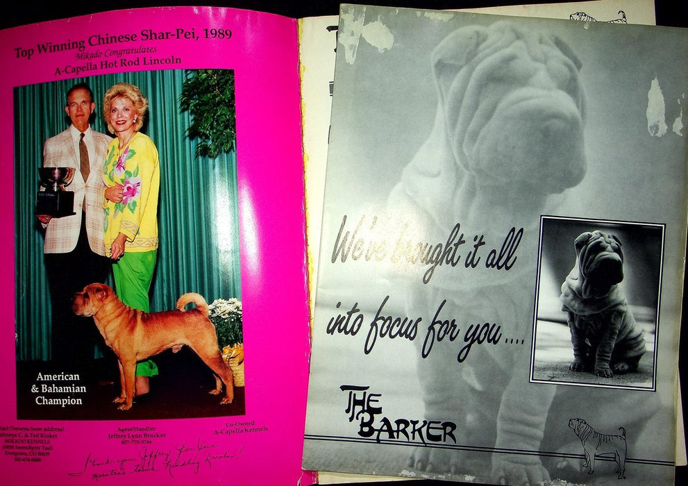 The Barker Magazine Sept Oct 1990 Shar-Pei Dog Red Puppies Dangerous Dog Bill