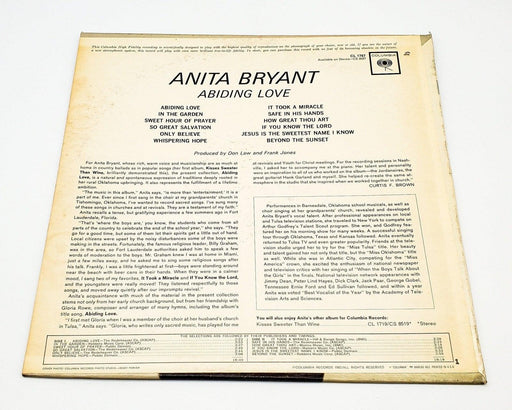 Anita Bryant Abiding Love 33 RPM LP Record Columbia 1962 CL 1767 2