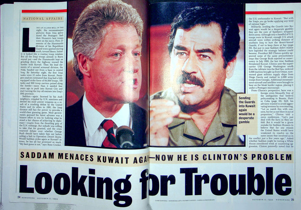 Newsweek Magazine October 17 1994 Saddam Hussein Kuwait Oil Fight Bill Clinton