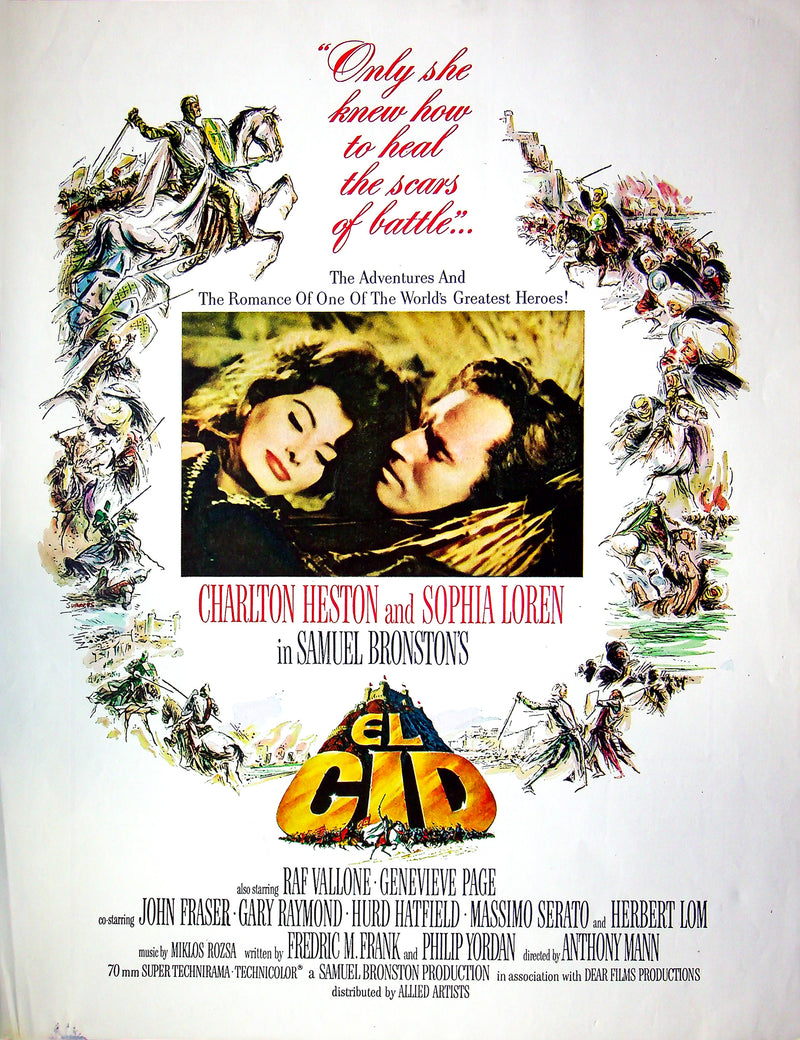 1961 El Cid Movie Print Ad Charlton Heston, Sophia Loren 13"x10"