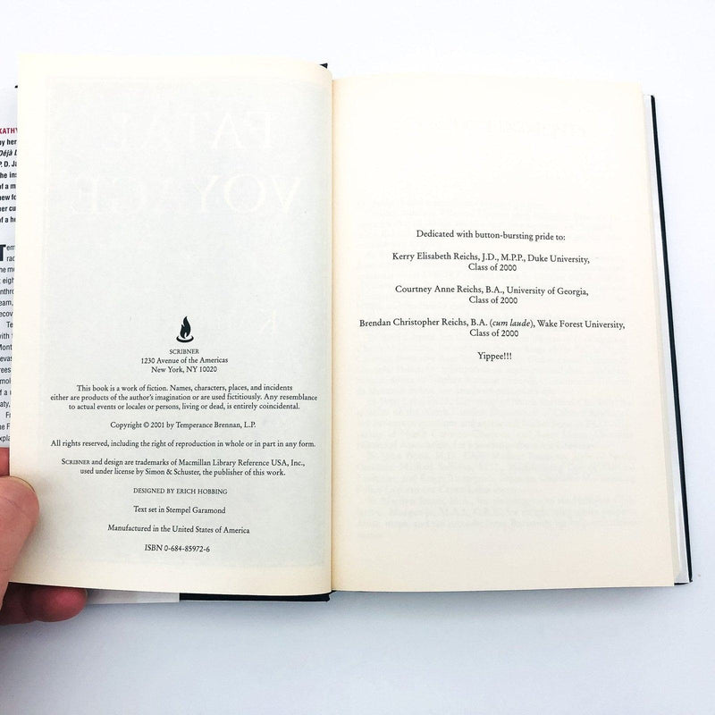 Fatal Voyage Hardcover Kathy Reichs 2001 Forensic Anthropologist Murder Mystery 8