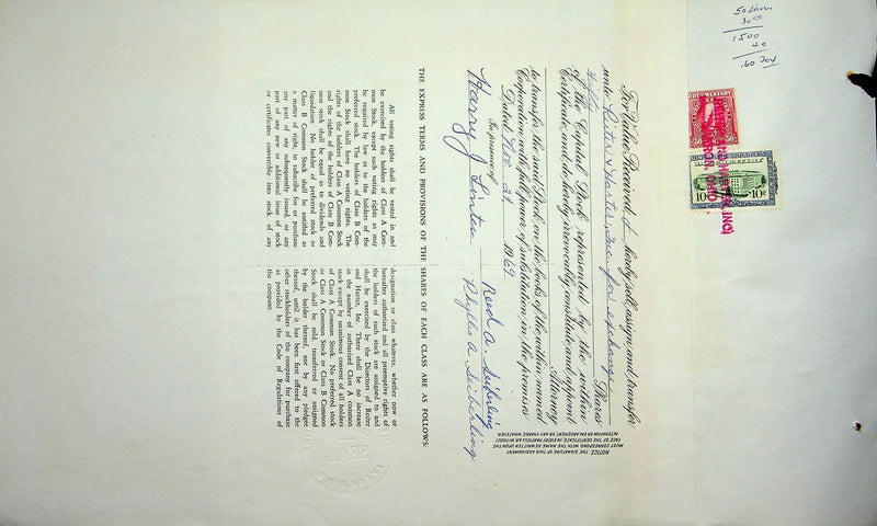 Reiter Dairy Company Stock Certificate Bond Scripophilly Akron Ohio 1965 No 268