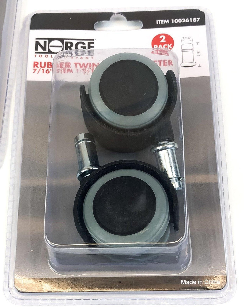 Lot of 4 Norge Rubber Twin Wheel Caster 7/16" Stem 1-9/16" Wheel #10026187 3