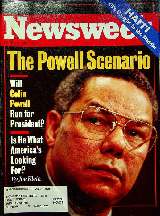 Newsweek Magazine October 10 1994 Colin Powell Secretary Of State For President