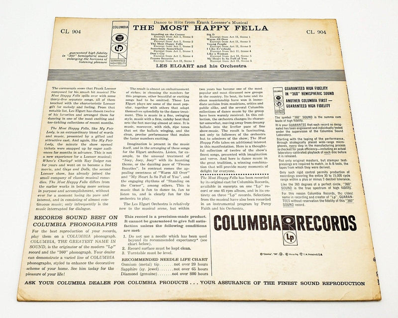 Les Elgart And His Orchestra The Most Happy Fella 33 RPM LP Record Columbia 1956 2