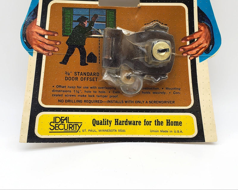 Vintage Cabinet Door Lock 2in Wide Antique Bronze USA Union Ideal SK-703 NOS 2
