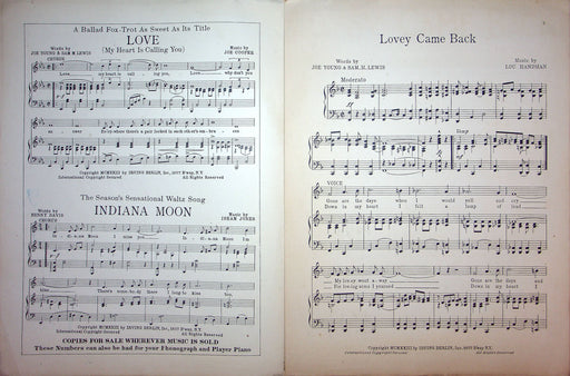 Sheet Music Lovey Came Back Joe Young Sam Lewis Lou Handman 1928 Piano Voice 2