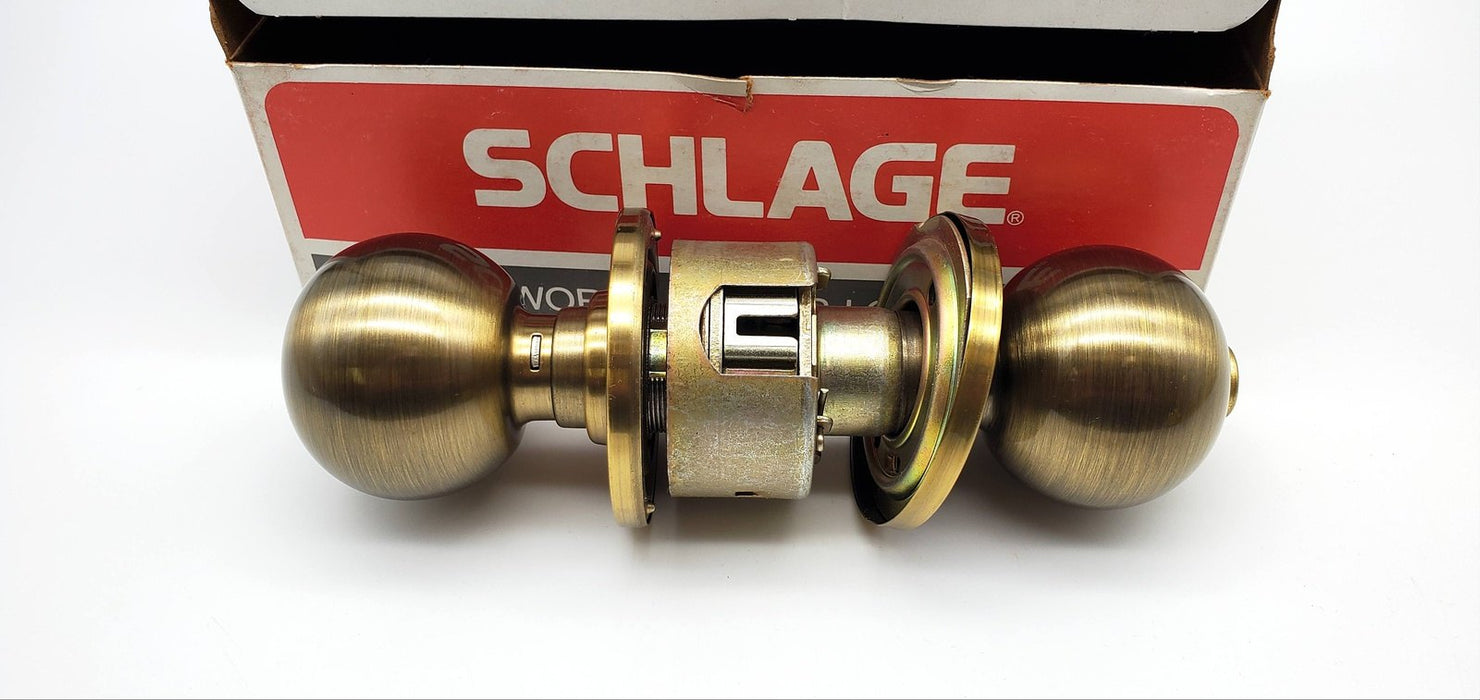 Schlage Door Knob Privacy Locking Latch Antique Brass A40S 609 Orb NO LATCH BOX 3