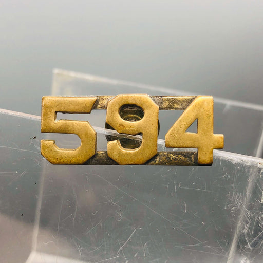 Pre WW2 US Army 594th Regimental Insignia Device Numbers Collar Screw Post 1