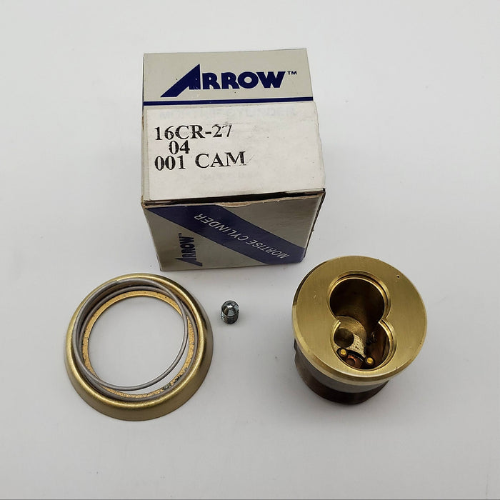 Arrow Mortise Cylinder Housing 16 CR-27 Satin Brass US4 001 CAM NOS