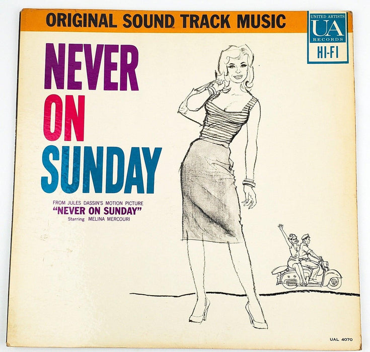 Manos Hadjidakis Never On Sunday Record 33 RPM LP UAL 4070 United Artists 1960 1