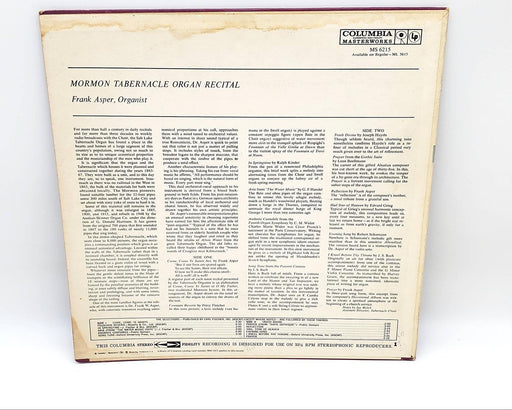 Frank W. Asper Mormon Tabernacle Organ Recital 33 RPM LP Record Columbia 1961 2